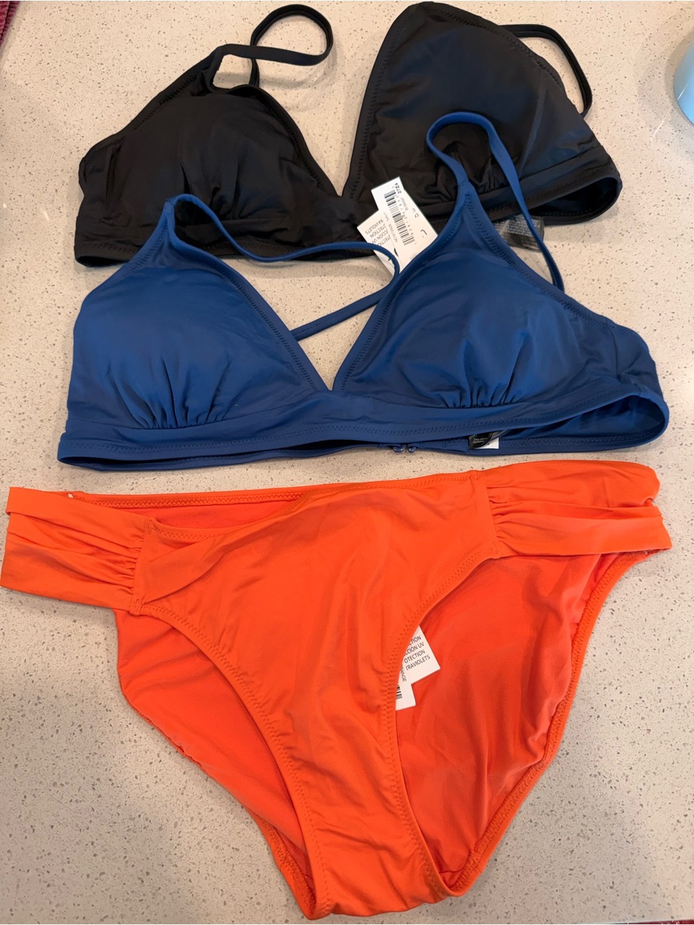 Amazon Essentials Women’s Bikini Set - Black, Navy & Orange